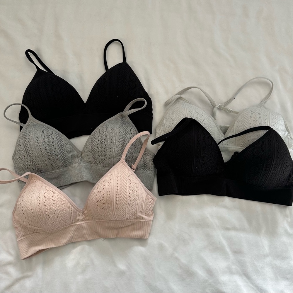 Wonder Nation Lace Bralette Set - Black, Gray, Pink size 34